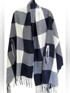 J. Crew Navy & Ivory Scarf/Cape
